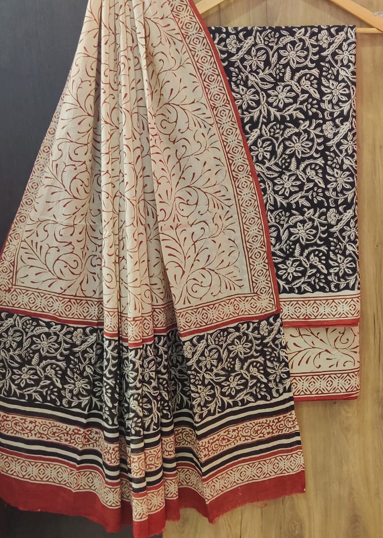 Pure mulmul cotton block printed suits