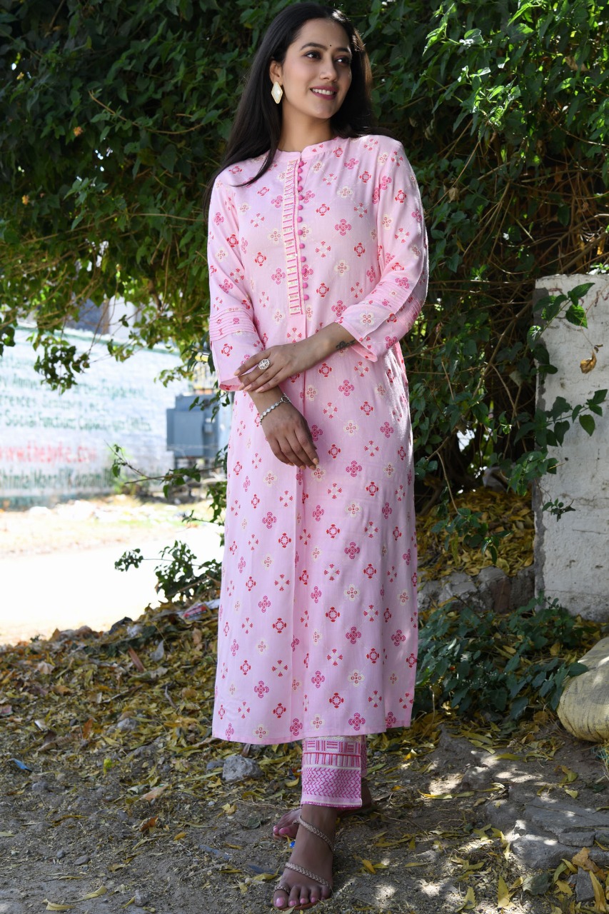printed Rayon kurta with palazzo