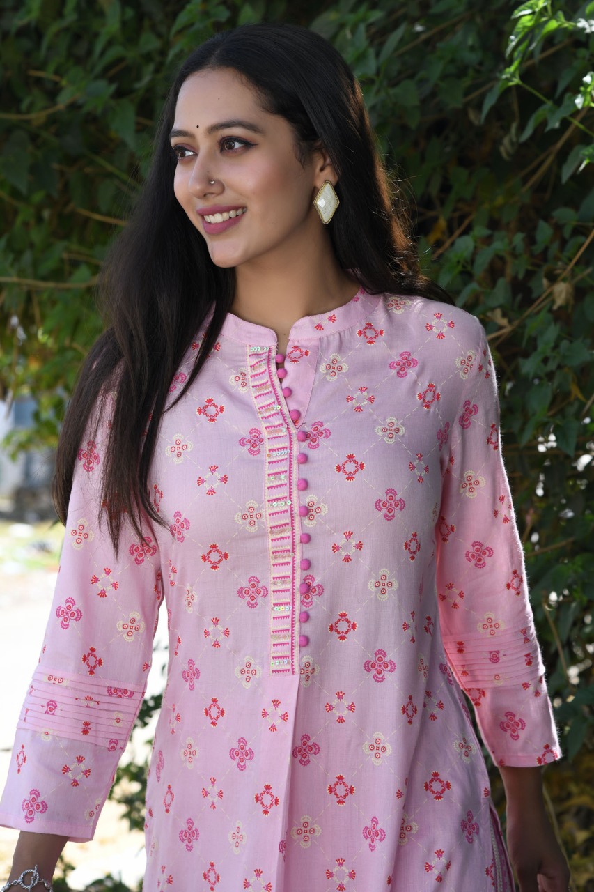 printed Rayon kurta with palazzo