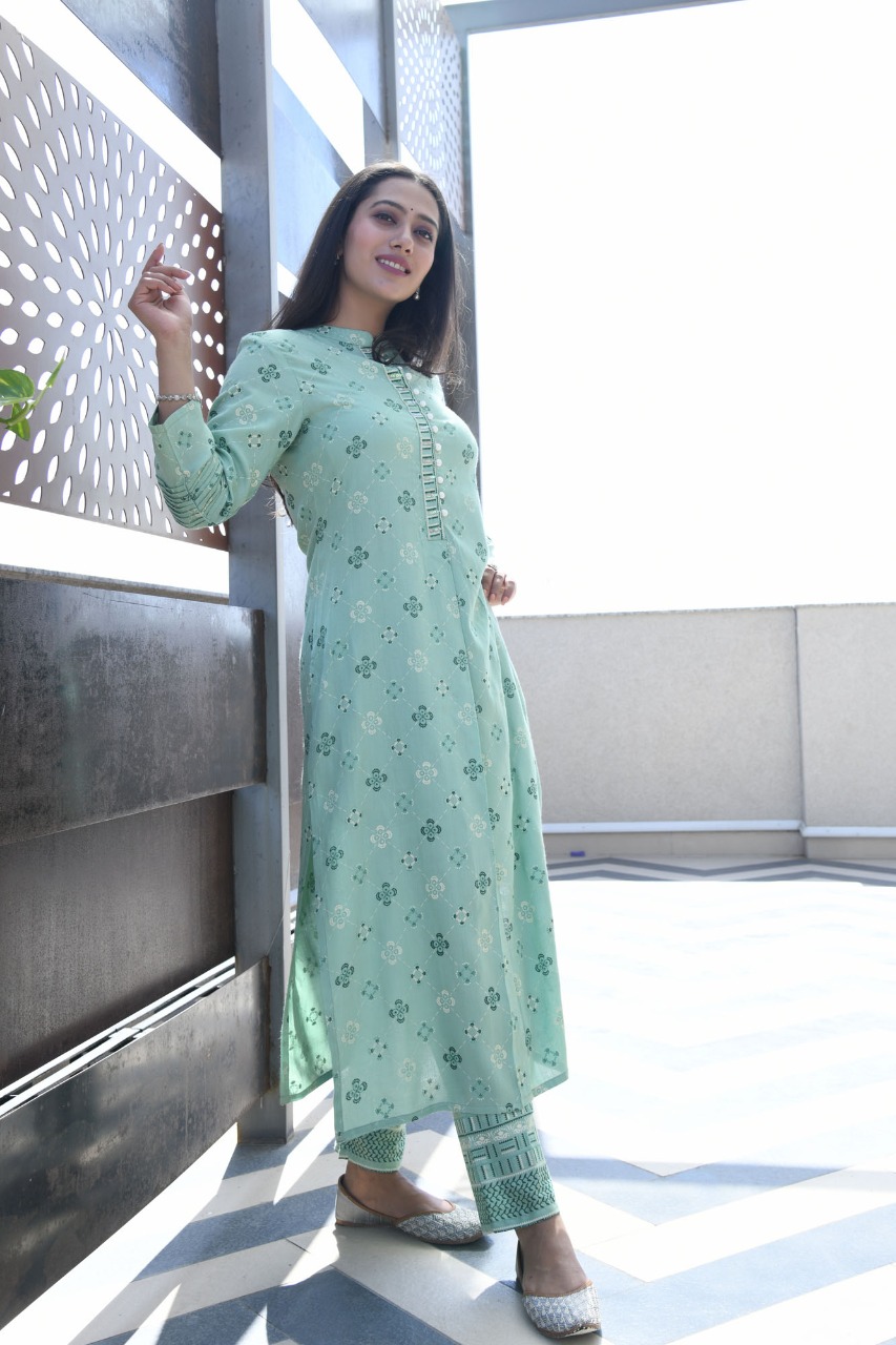 printed Rayon kurta with palazzo