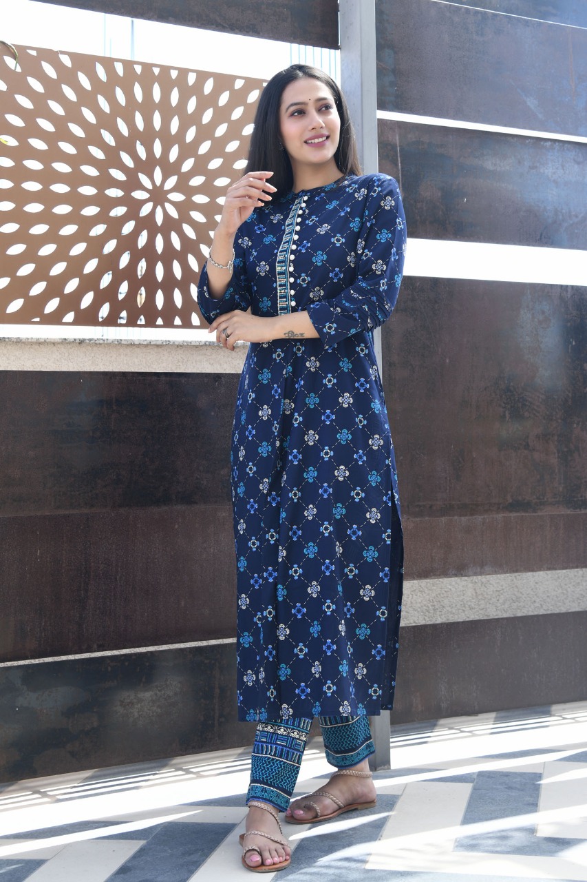 printed Rayon kurta with palazzo