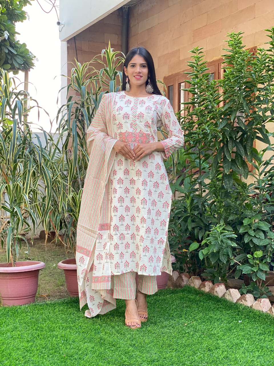 Pure Cotton Suits Crafted with Neck Work/Duppattas