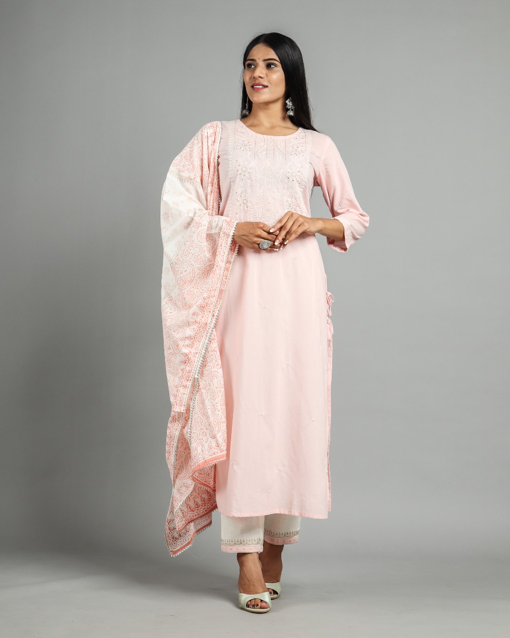 Pure  Cotton Suits/Neck work/lace dupattas